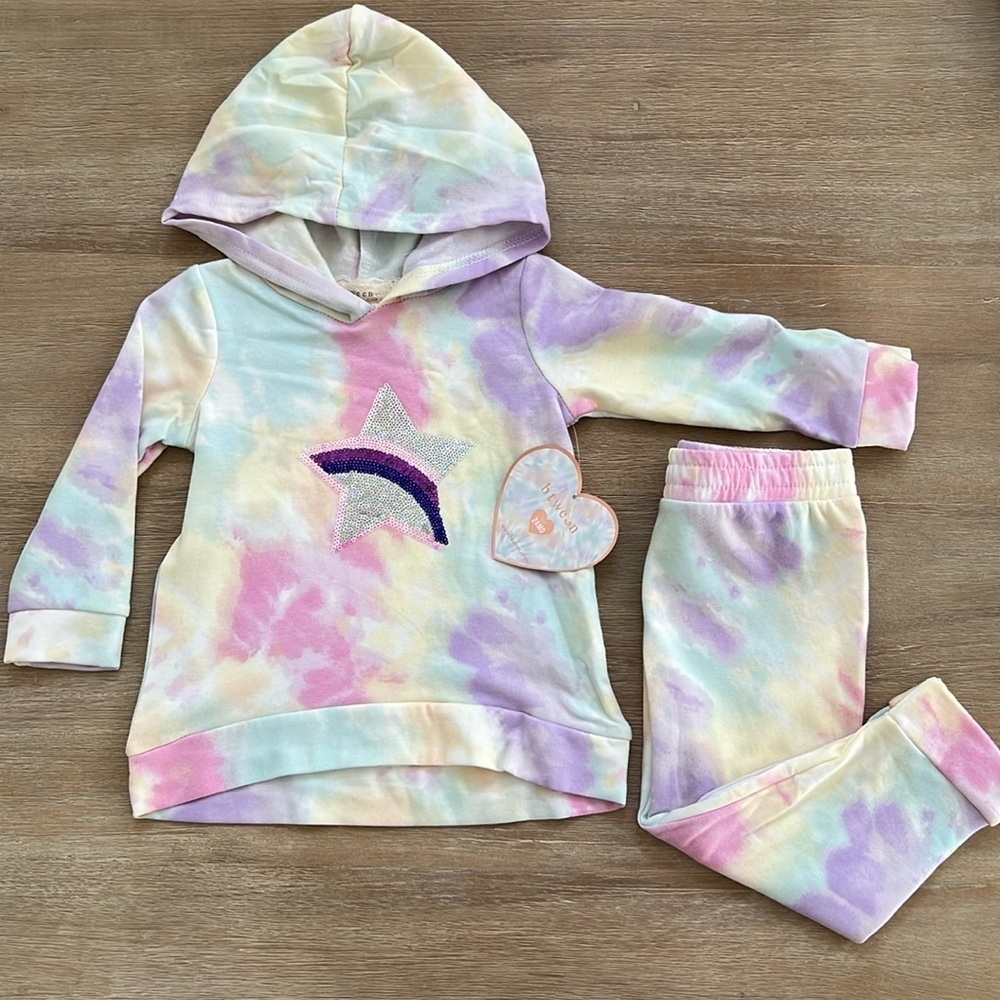 Btween Baby Toddler Girl Sequin Rainbow Sweatshirt Sweatpants 24 months 2T